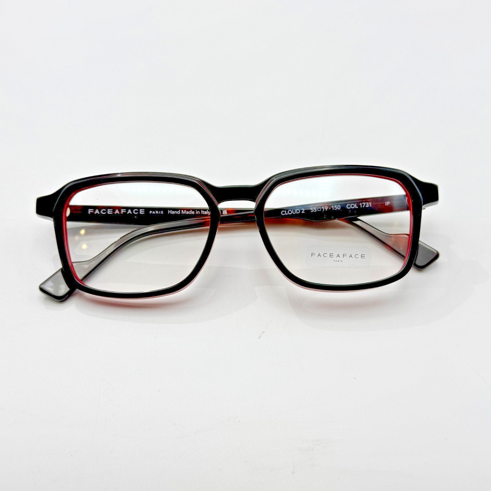 Face A Face Eyeglass Frames Cloud 2 Col. 1731 Black Red 55-19-150 New Authentic